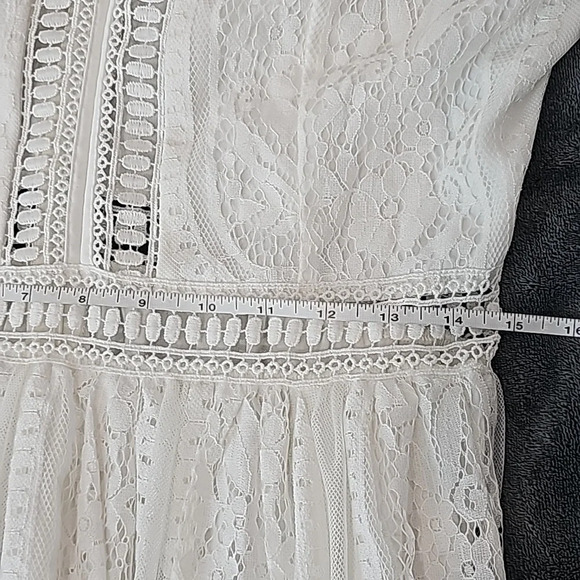 NWOT BOHO white lace fringe long dress "Boho wedding dress" size M - Picture 6 of 8